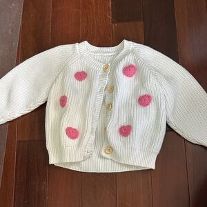 White Cardigan with Pink Polka Dots